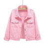 Pink Denim Jacket Women's Spring Autumn Single-breasted Lapel Coat Fashion Green Black Red Blue Outerwear Female Jean Overcoat