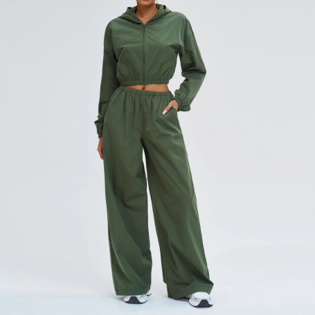 Ningyu Sports Sunscreen Set Women Zipper Windproof Hooded Sunscreen Leisure Set Women Yoga Set Outdoor Fitness Sport Cycling Set