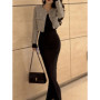 ​​Women's Beaded Boucle Cropped Blazer Glitter French Elegant Short Jacket Spring Autumn Slim Fit Feminine Tops​​