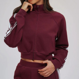 Winter contrasting hoodie jacket high neck windproof zipper long sleeved women pocket thick hoodie outdoor sports cycling jacket