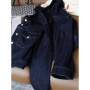 Retro Dark Blue Denim Jacket Women Spring Autumn Simple Turn Down Collar Long Sleeved Outerwear Female Jean Jacket