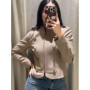 HH 2026 Women Fashion Stripes Zipper Slim Short Jacket Long Sleeves Loose Female High Street Blazer Elegant Chic Coat Mujer