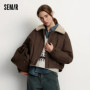 Semir Jacket Women Winter Cotton Padded Faux Lamb Wool Lapel Oversize Brushed 2025 New Barn Style Jacket Women'S Clothing