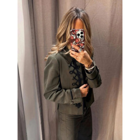 HH Women 2026 Spring New Fashion Casual Belt Padded Rope Knot Buckle Coat Female High Street Commuting Versatile Jacket Mujer