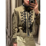 HH Women 2026 Spring New Fashion Casual Belt Padded Rope Knot Buckle Coat Female High Street Commuting Versatile Jacket Mujer