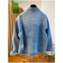 Light blue new Chinese denim jacket women's autumn and winter new retro buckle design sense short temperament Joker slim top.