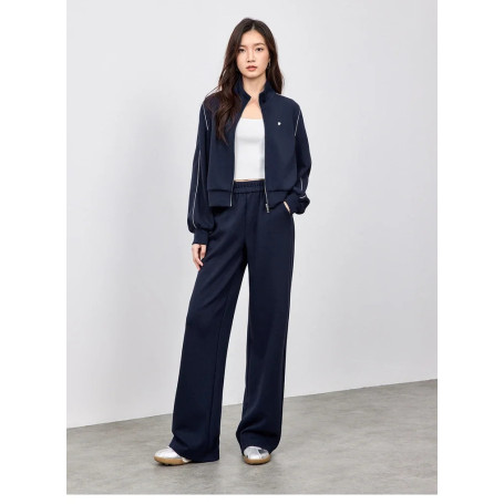 SENTUBILA 2 Piece Sets Women Outfit Embroidery Knitted Sweatshirt Tracksuit Straight-leg Pants Casual Pant Sets 2026 151Z58733