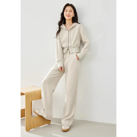 VIMLY Women's Tracksuit 2 Piece Pant Sets 2026 Spring New in Matching Set Zip-up Cropped Hoodie Jacket Wide Leg Sweat Pant Women