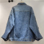 DEAT Women's Denim Coat Turn-down Collar Patchwork Mesh Beading Sequins Design Single Breasted Jackets 2026 Spring New 29A6166