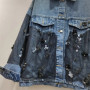 DEAT Women's Denim Coat Turn-down Collar Patchwork Mesh Beading Sequins Design Single Breasted Jackets 2026 Spring New 29A6166