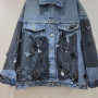 DEAT Women's Denim Coat Turn-down Collar Patchwork Mesh Beading Sequins Design Single Breasted Jackets 2026 Spring New 29A6166