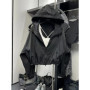 3 Colors Jackets Women Summer Crop Leisure Sunscreen Hooded Thin Loose Vintage Pure Basic Outerwear High Street College Fashion