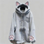 Thicked Women Jackets Cute Cat Ear Hooded Long Sleeve Punk Outerwear Fashion Casual Warm Coats 2025 Ropa Mujer Japanese Y2k Tops