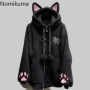 Thicked Women Jackets Cute Cat Ear Hooded Long Sleeve Punk Outerwear Fashion Casual Warm Coats 2025 Ropa Mujer Japanese Y2k Tops