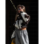 Cow Patterned Stand Up Collar Short Jacket Women Fashion Chic Zipper Loose Jackets Lady New Autumn Casual Commute Streetwear