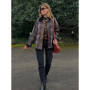Casual Plaid Patchwork Women Jacket Full Sleeve Zipper Pocket Female Coat 2026 New Spring Lapel Single Breasted Lady Outerwears