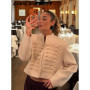 Chic Twisted Buckle Crop Jacket Women Street Full Sleeve O-Neck Single Breasted Lady Jackets 2026 Spring Casual Female Outwear
