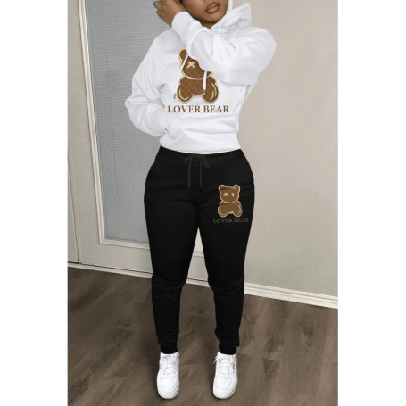 Autumn Fashion Letter Print Hoodie Sets Butterfly Letter Print Kangaroo Pocket Pants Sets Daily Casual Two Piece Tracksuit