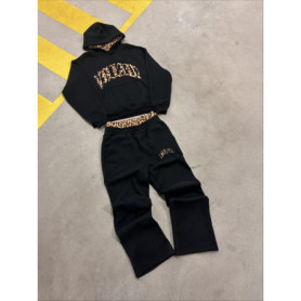 European and American men clothing set with new leopard print embroidery patch design retro street hip-hop sportswear for women