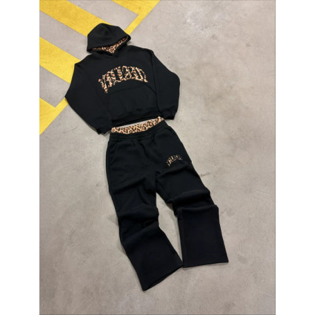 European and American men clothing set with new leopard print embroidery patch design retro street hip-hop sportswear for women