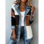 2026 Spring Autumn New Women Elegant Fashion Versatile Slim Fit Long Sleeve Spliced Jacket Denim Lapel