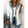 2026 Spring Autumn New Women Elegant Fashion Versatile Slim Fit Long Sleeve Spliced Jacket Denim Lapel