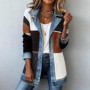 2026 Spring Autumn New Women Elegant Fashion Versatile Slim Fit Long Sleeve Spliced Jacket Denim Lapel
