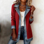 2026 Spring Autumn New Women Elegant Fashion Versatile Slim Fit Long Sleeve Spliced Jacket Denim Lapel