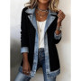 2026 Spring Autumn New Women Elegant Fashion Versatile Slim Fit Long Sleeve Spliced Jacket Denim Lapel