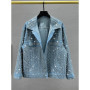 Luxury Women Patchwork Diamonds Rivets Denim Jacket Lapel Rhinestones Jeans Coats Outerwear Autumn Streetwear Loose Cardigan