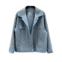 Luxury Women Patchwork Diamonds Rivets Denim Jacket Lapel Rhinestones Jeans Coats Outerwear Autumn Streetwear Loose Cardigan