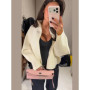 2026 Spring New Stand Collar Knitted Bomber Jacket For Women Elegant Long Sleeve Zipper Coats High Street Chic Lady Outerwear