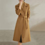 SENTUBILA Women 100 Wool Long Wrap Coat 2026 Elegant Notched Collar Belted Warm Double Faced Woolen Winter Overcoat W24O43352