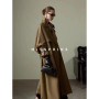 Lautaro Spring Autumn Long Khaki Trench Coat for Women Belt Double Breasted Chic Luxury Designer European Fashion Clothes 2025