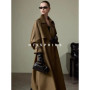 Lautaro Spring Autumn Long Khaki Trench Coat for Women Belt Double Breasted Chic Luxury Designer European Fashion Clothes 2025