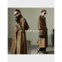Lautaro Spring Autumn Long Khaki Trench Coat for Women Belt Double Breasted Chic Luxury Designer European Fashion Clothes 2025
