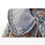 Spring Autumn Jacquard Embroidery Peter Pan Collar Denim Jacket Women Loose Short Cowboy Outerwear Casual Jeans Jacket Female