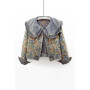 Spring Autumn Jacquard Embroidery Peter Pan Collar Denim Jacket Women Loose Short Cowboy Outerwear Casual Jeans Jacket Female