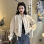 Casual Women Genuine Leather Bomber Jacket Stand Collar Long Sleeve Streetwear Outerwear Punk Female Real Sheepskin Short Coat