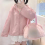 Japanese Lolita Lace Patchwork Jackets Loose Y2k Aesthetic Casual Sun Protection Women's Tops Grunge Rabbit's Ears Hooded Coats