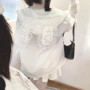 Japanese Lolita Lace Patchwork Jackets Loose Y2k Aesthetic Casual Sun Protection Women's Tops Grunge Rabbit's Ears Hooded Coats