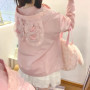 Japanese Lolita Lace Patchwork Jackets Loose Y2k Aesthetic Casual Sun Protection Women's Tops Grunge Rabbit's Ears Hooded Coats