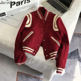2025 Women's Clothing Fashion Jackets Woman Thicked Casual Red Baseball Uniform Ropa Mujer Loose Korean Oversized Coat Y2k Tops