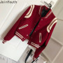 2025 Women's Clothing Fashion Jackets Woman Thicked Casual Red Baseball Uniform Ropa Mujer Loose Korean Oversized Coat Y2k Tops