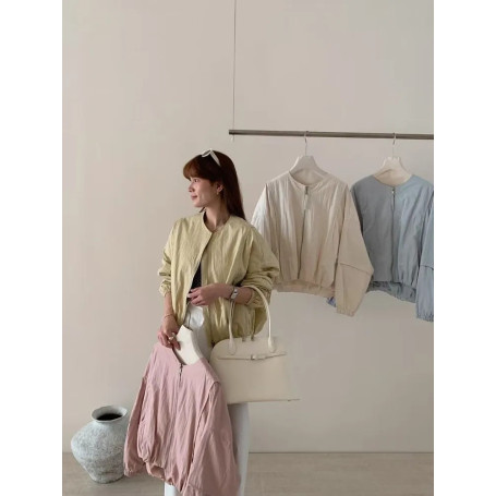 Korean Style Solid Color Women's Coat Loose High Street Spring Bomber Jacket Coat Women’s Fashion Clothing