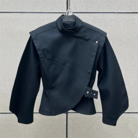 Women's jacket New asymmetrical stand up collar long sleeved top for winter 2025 waist cinching slim fit women's coat outerwears