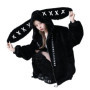 Mauroicardi Autumn Winter Sweet Cute Kawaii Soft Thick Warm Black Faux Fur Coat Women with Bunny Ears Cute Fluffy Jacket Hoodie