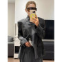 Women Irregular Plaid Blazer Jacket Fashion Stand Collar Full Sleeve Split Loose Short Coat 2025 Female Daily Commute Outerwear