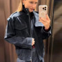 Fashion Dark Grey Suede Bomber Jacket Women Stand Collar Oversize Asymmetric Street Coat 2026 Spring All Match Streetwear New