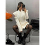 Women's Lapel Button Blazer Jacket Elegant Office Solid Color Loose Outwear 2026 Fashion Temperament Lapel Long Sleeved Coat